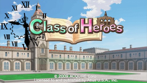 Class of Heroes title screen for PSP